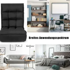 4-fach verstellbarer Boden-Klappstuhl gepolstertes Gaming-Bodensofa Schwarz