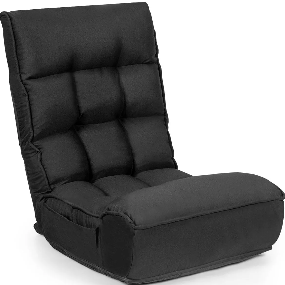 4-fach verstellbarer Boden-Klappstuhl gepolstertes Gaming-Bodensofa Schwarz