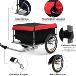 Fahrradanhänger Gepäckanhänger klappbar Lastenanhänger 40 cm Räder bis 40 kg Tragkraft