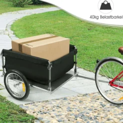 Fahrradanhänger Gepäckanhänger klappbar Lastenanhänger 40 cm Räder bis 40 kg Tragkraft