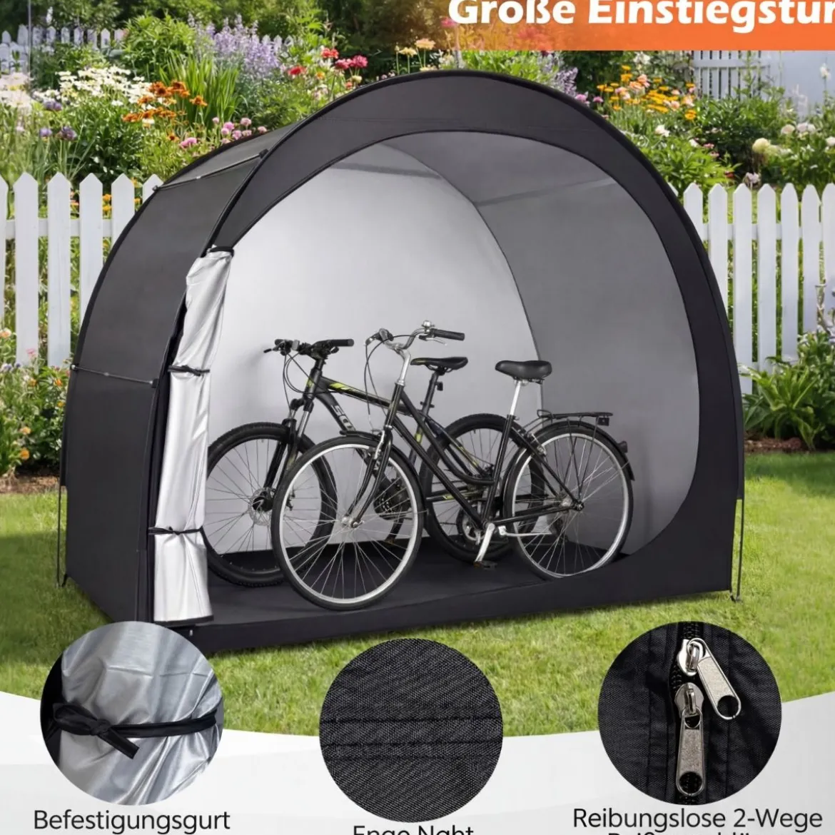 Fahrradgarage für 2 Fahrräder mit Rolltür & Tragetasche Wetterfestes & Wasserdichtes Fahrradzelt
