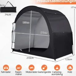 Fahrradgarage für 2 Fahrräder mit Rolltür & Tragetasche Wetterfestes & Wasserdichtes Fahrradzelt