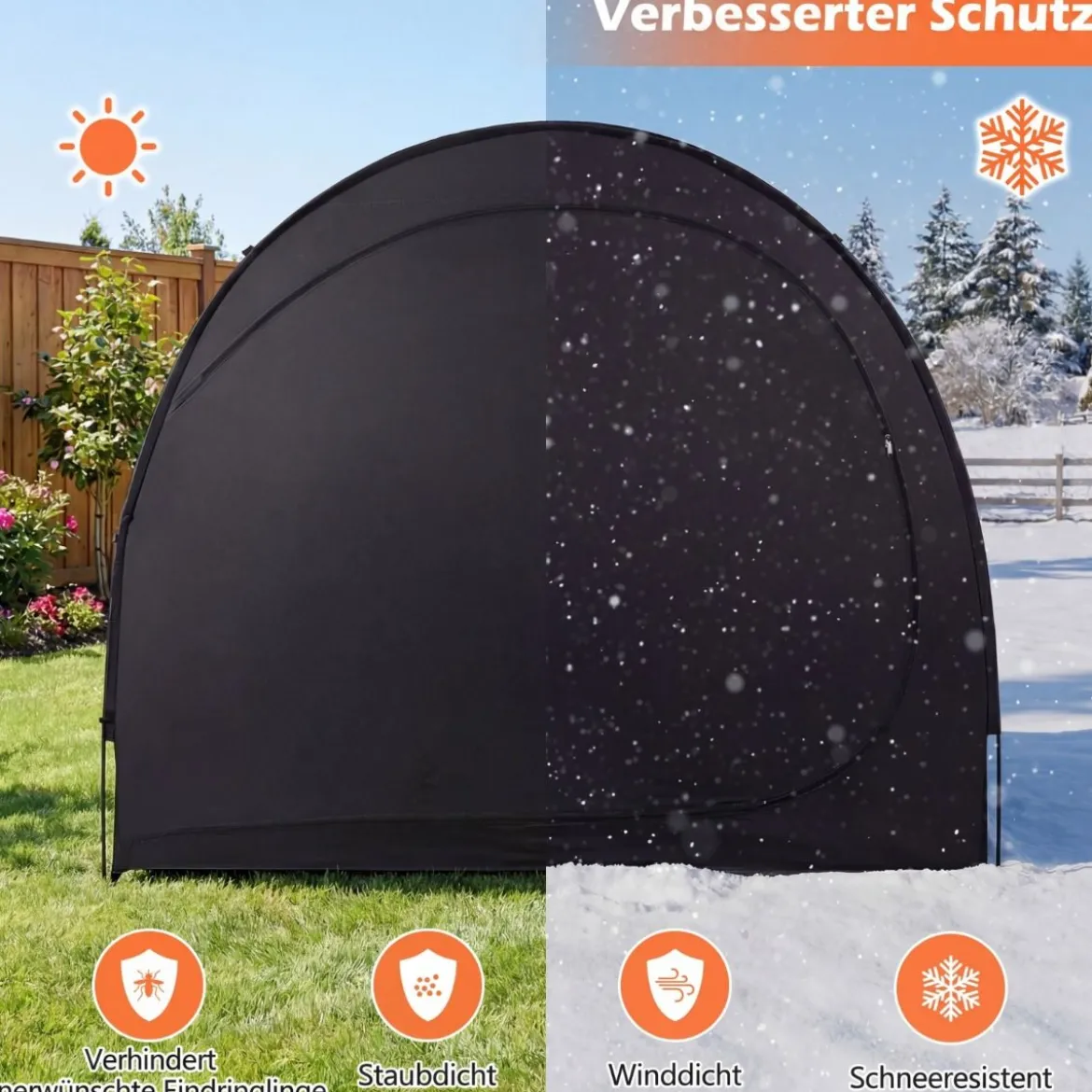 Fahrradgarage für 2 Fahrräder mit Rolltür & Tragetasche Wetterfestes & Wasserdichtes Fahrradzelt