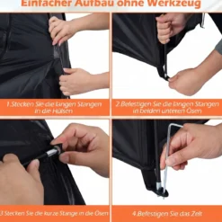 Fahrradgarage für 2 Fahrräder mit Rolltür & Tragetasche Wetterfestes & Wasserdichtes Fahrradzelt