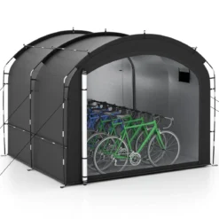 Fahrradgarage Outdoor-Fahrradabdeckung mit wasserfestem & silberbeschichtetem Gewebe Fahrradschuppen Schwarz