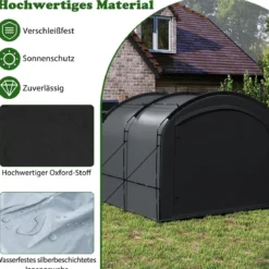 Fahrradgarage Outdoor-Fahrradabdeckung mit wasserfestem & silberbeschichtetem Gewebe Fahrradschuppen Schwarz
