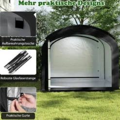 Fahrradgarage Outdoor-Fahrradabdeckung mit wasserfestem & silberbeschichtetem Gewebe Fahrradschuppen Schwarz