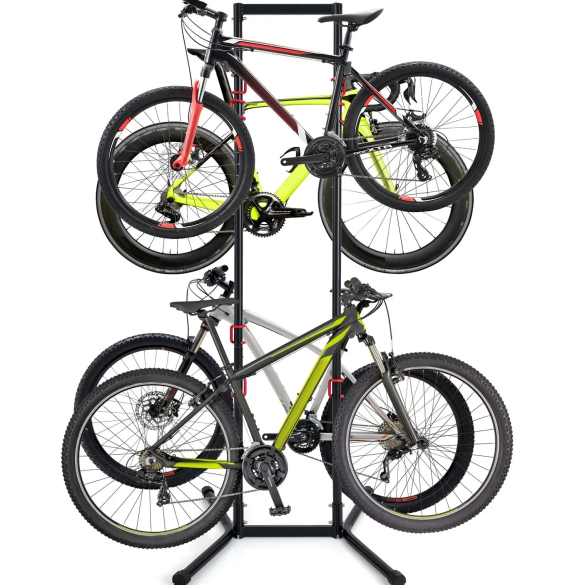 Fahrradständer für 4 Fahrräder Freistehender Fahrradhalter mit Verstellbaren Haken