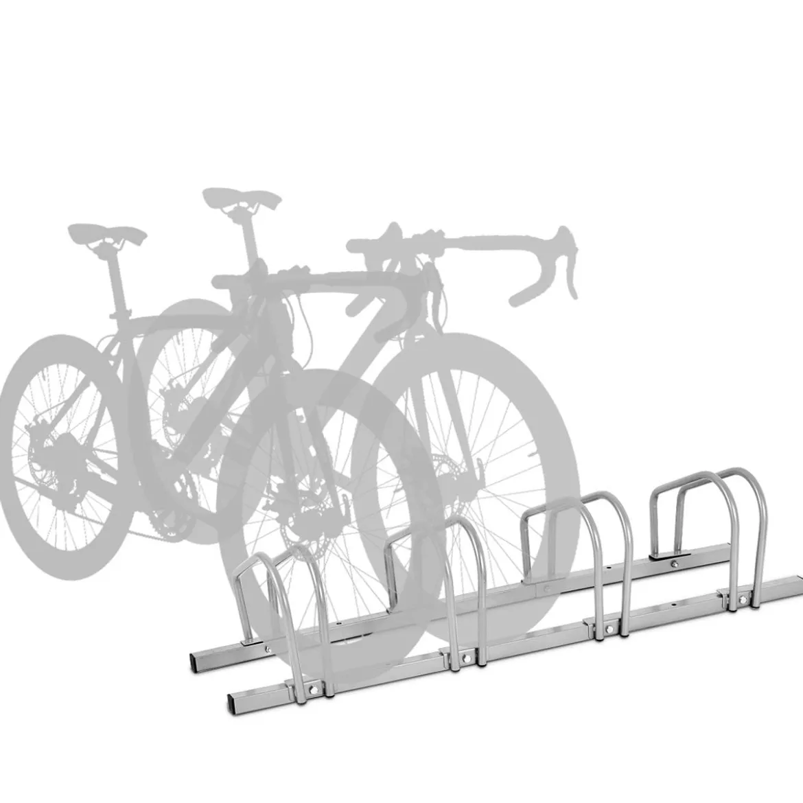 Fahrradständer für 4 Räder Fahrradständer Mehrfachständer Stahl Bodenständer Aufstellständer Silber