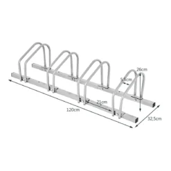 Fahrradständer für 4 Räder Fahrradständer Mehrfachständer Stahl Bodenständer Aufstellständer Silber