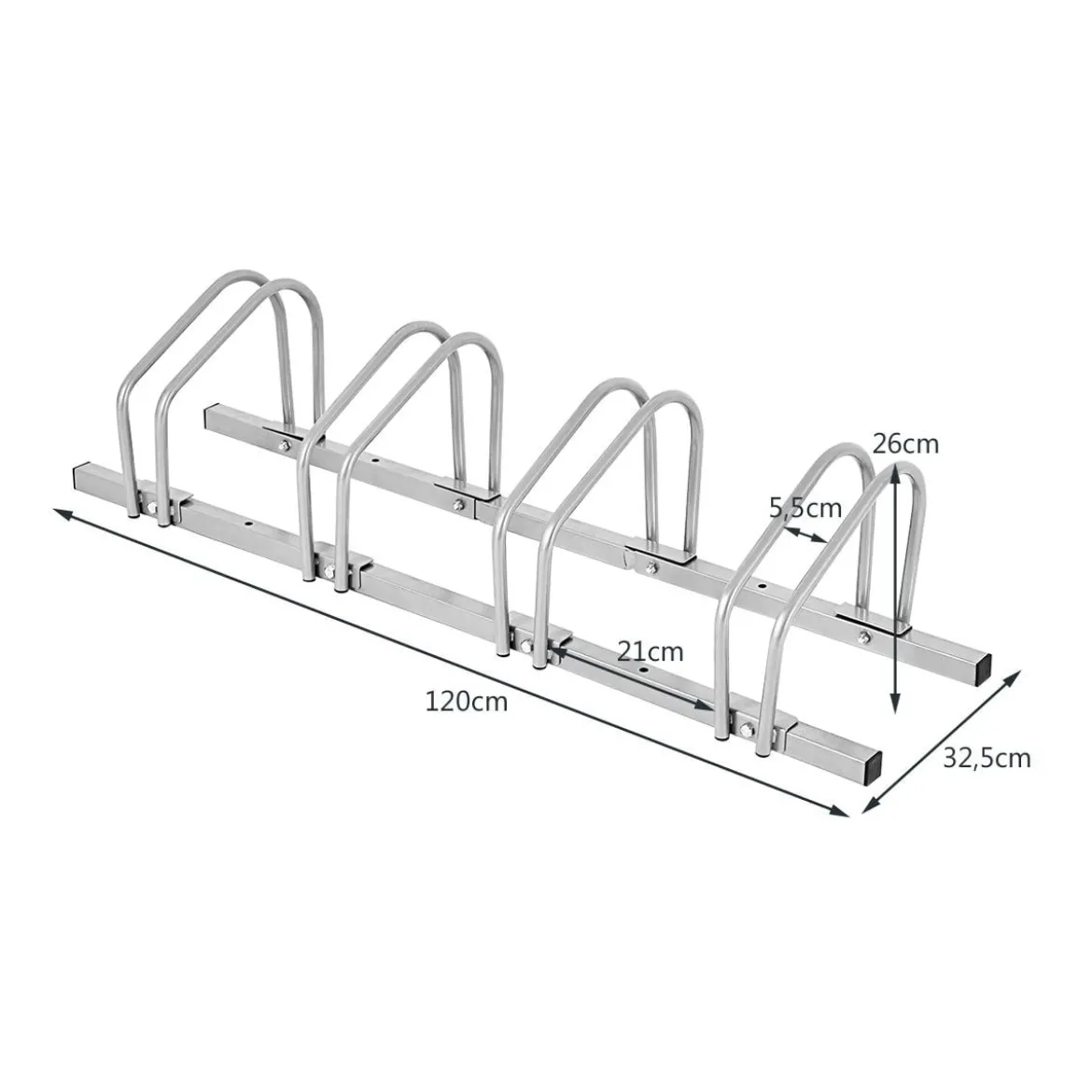 Fahrradständer für 4 Räder Fahrradständer Mehrfachständer Stahl Bodenständer Aufstellständer Silber