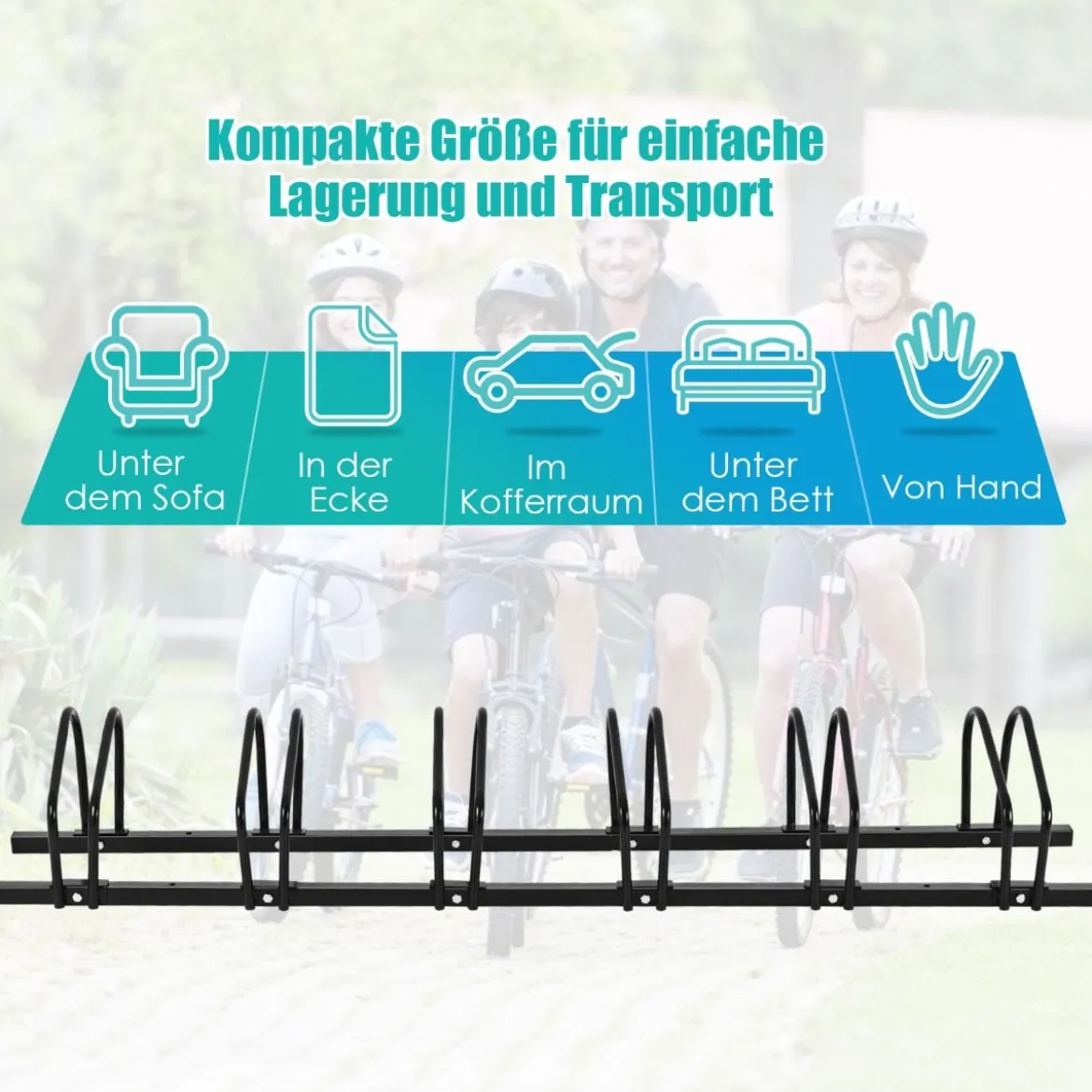 Fahrradständer mit 6 Fahrrad Stellplätze Standparker Bodenständer Schwarz