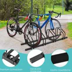 Fahrradständer Standparker Bodenständer Aufstellständer mit 4 Fahrrad Stellplätze Mehrfachständer Stahl Schwarz