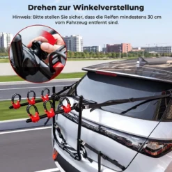 Fahrradträger Heckfahrradträger aus Kohlenstoffstahl für 3 Fahrräder Faltbar 68 x 50 x 61 cm