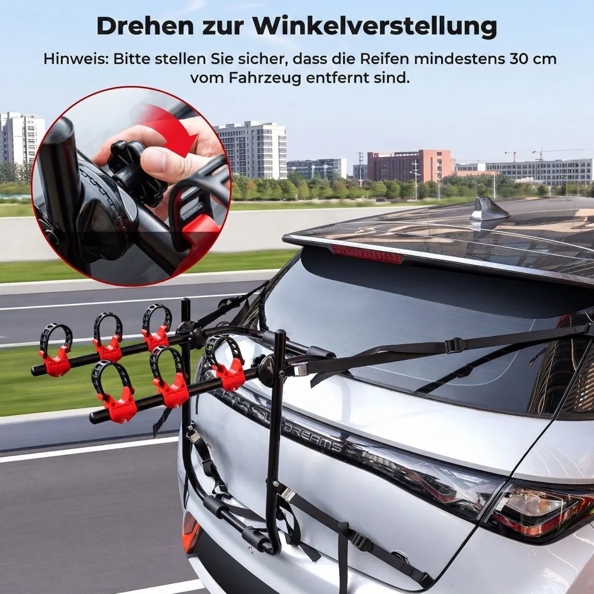 Fahrradträger Heckfahrradträger aus Kohlenstoffstahl für 3 Fahrräder Faltbar 68 x 50 x 61 cm