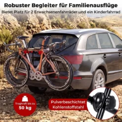 Fahrradträger Heckfahrradträger aus Kohlenstoffstahl für 3 Fahrräder Faltbar 68 x 50 x 61 cm