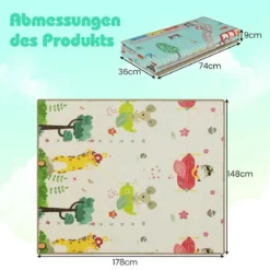 Faltbare Baby Krabblematte aus XPE Material Doppelseitige Spielmatte Babymatte Spielteppich