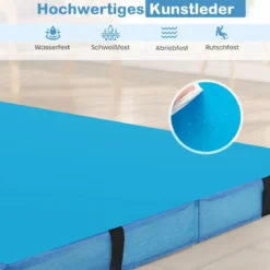 Faltbare Gymnastikmatte 122 x 122 x 10 cm dicke zweifach faltbare Gymnastik-Tumbling-Matte mit Kunstlederbezug Blau