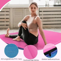 Faltbare Gymnastikmatte 122 x 122 x 10 cm dicke zweifach faltbare Gymnastik-Tumbling-Matte Rosa