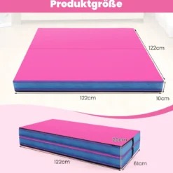 Faltbare Gymnastikmatte 122 x 122 x 10 cm dicke zweifach faltbare Gymnastik-Tumbling-Matte Rosa