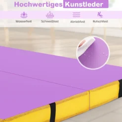 Faltbare Gymnastikmatte 122 x 122 x 10 cm dicke zweifach faltbare Gymnastik-Tumbling-Matte mit Kunstlederbezug Lila