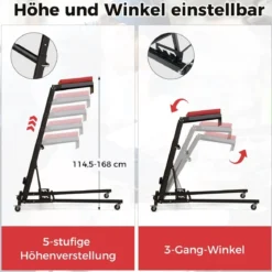 Faltbare Hebebühne mit 114,5-168 cm Einstellbarer Höhe & 3-Gang-Winkel Automobilmotor Hebebühne