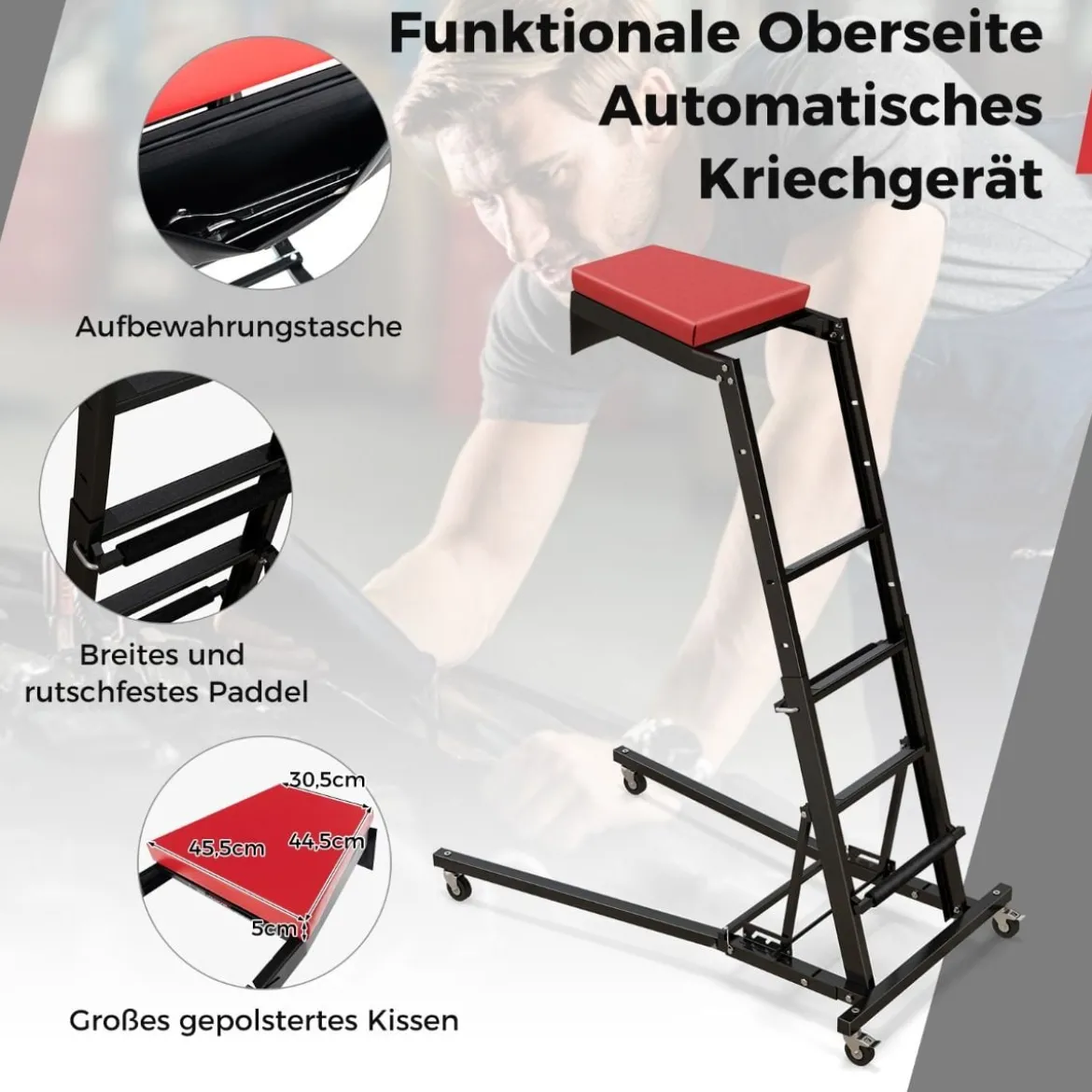 Faltbare Hebebühne mit 114,5-168 cm Einstellbarer Höhe & 3-Gang-Winkel Automobilmotor Hebebühne