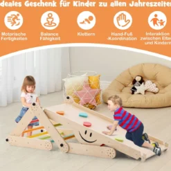 Faltbare Holzkletterer Spielzeuge mit Verstellbarer & Umkehrbarer Rampe Klettergerüst Kletterdreieck