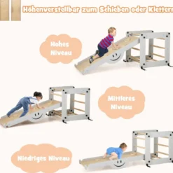Faltbare Holzkletterer Spielzeuge mit Verstellbarer & Umkehrbarer Rampe Klettergerüst Kletterdreieck