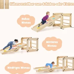 Faltbare Holzkletterer Spielzeuge mit Verstellbarer & Umkehrbarer Rampe Klettergerüst Kletterdreieck