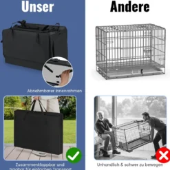 Faltbare Hundebox mit 2 Öffnungen & Fenster & Netzkorb Hund Transportbox Hundetasche