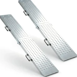 Faltbare Leichte Auffahrrampe aus Metall 2 Stück Laderampe bis 400 kg Belastbar 180 x 22,5 x 4,5 cm
