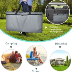 Faltbarer Campingschrank mit 3-stöckigen Regalen & Tragetasche Camping Faltschrank Grau