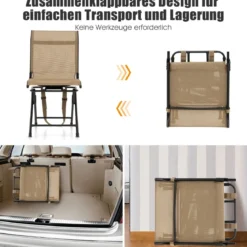 Faltbarer Campingstuhl 360° Drehbar & Wetterfest mit Metallrahmen Jagdstuhl Faltstuhl Braun