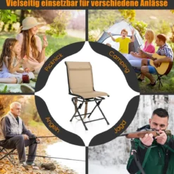 Faltbarer Campingstuhl 360° Drehbar & Wetterfest mit Metallrahmen Jagdstuhl Faltstuhl Braun