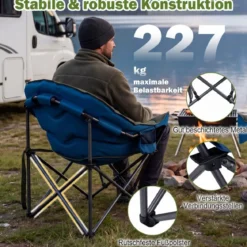 Faltbarer Campingstuhl 227KG Belastbar Gepolsterter Klappstuhl Übergroßer Angelstuhl Grün