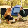 Faltbarer Campingstuhl mit Verstellbarer Rückenlehne & Seitentasche Gepolsterter Klappstuhl