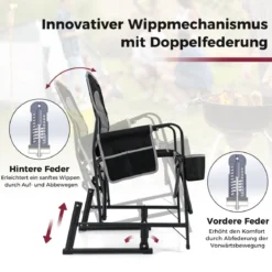 Faltbarer Campingstuhl mit Wippfunktion & Getränkehalter & Seitentasche Angelstuhl