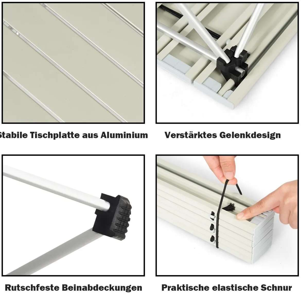 Faltbarer Camping-Tisch Alu Leichterund zusammenklappbarer Aluminium-Tisch Picknick-Tisch 40 x 35 x 32cm weiß