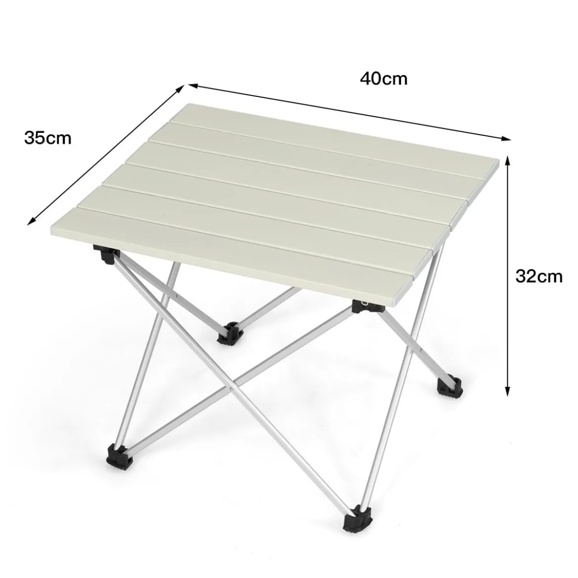 Faltbarer Camping-Tisch Alu Leichterund zusammenklappbarer Aluminium-Tisch Picknick-Tisch 40 x 35 x 32cm weiß
