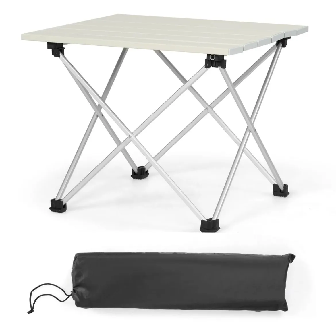 Faltbarer Camping-Tisch Alu Leichterund zusammenklappbarer Aluminium-Tisch Picknick-Tisch 40 x 35 x 32cm weiß