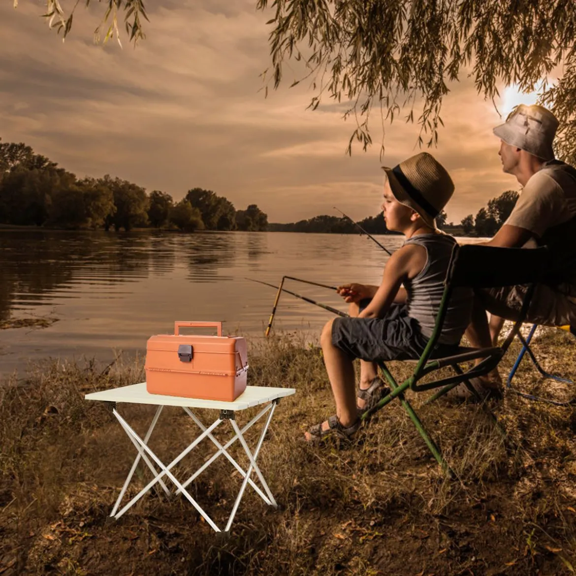 Faltbarer Camping-Tisch Alu Leichterund zusammenklappbarer Aluminium-Tisch Picknick-Tisch 40 x 35 x 32cm weiß