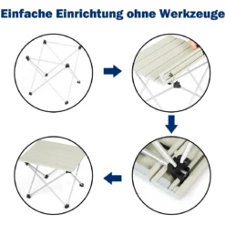 Faltbarer Camping-Tisch Alu Leichterund zusammenklappbarer Aluminium-Tisch Picknick-Tisch 40 x 35 x 32cm weiß