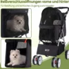 Faltbarer Haustierwagen mit atmungsaktivem Netz wasserfestem Bezug Geländereifen Schwarz