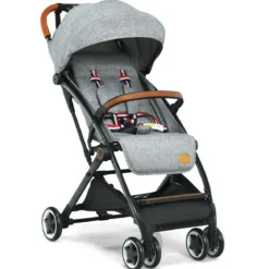 Faltbarer Kinderwagen mit Verstellbare Rückenlehne & Fußstütze & Verdeck