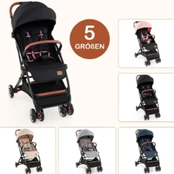 Faltbarer Kinderwagen mit Verstellbare Rückenlehne & Fußstütze & Verdeck