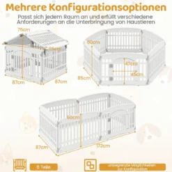 Faltbarer Welpenlaufstall mit 6 Paneelen & Abschließbarer Tür Welpenauslauf Hundelaufstall