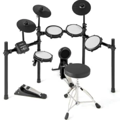 Faltbares E-Drum Set mit Mesh Pads & 225 Sounds & 30 Demos & Metronom E-Schlagzeug Komplettset