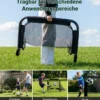 Faltbares Fußballtor Pop-up-Tor für Fußball mit Zielwand Klapptor mit Verankerungssystem Schwarz