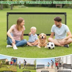Faltbares Fußballtor 120x57x60cm Metallrahmen PE Netz Erdspieße für Outdoor Training Schwarz